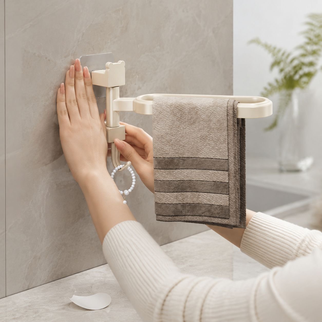 Waterproof NoPunch Rotating Towel Rack Bathroom Shelf Bath Towel Rack Bathroom Bathroom Accessories