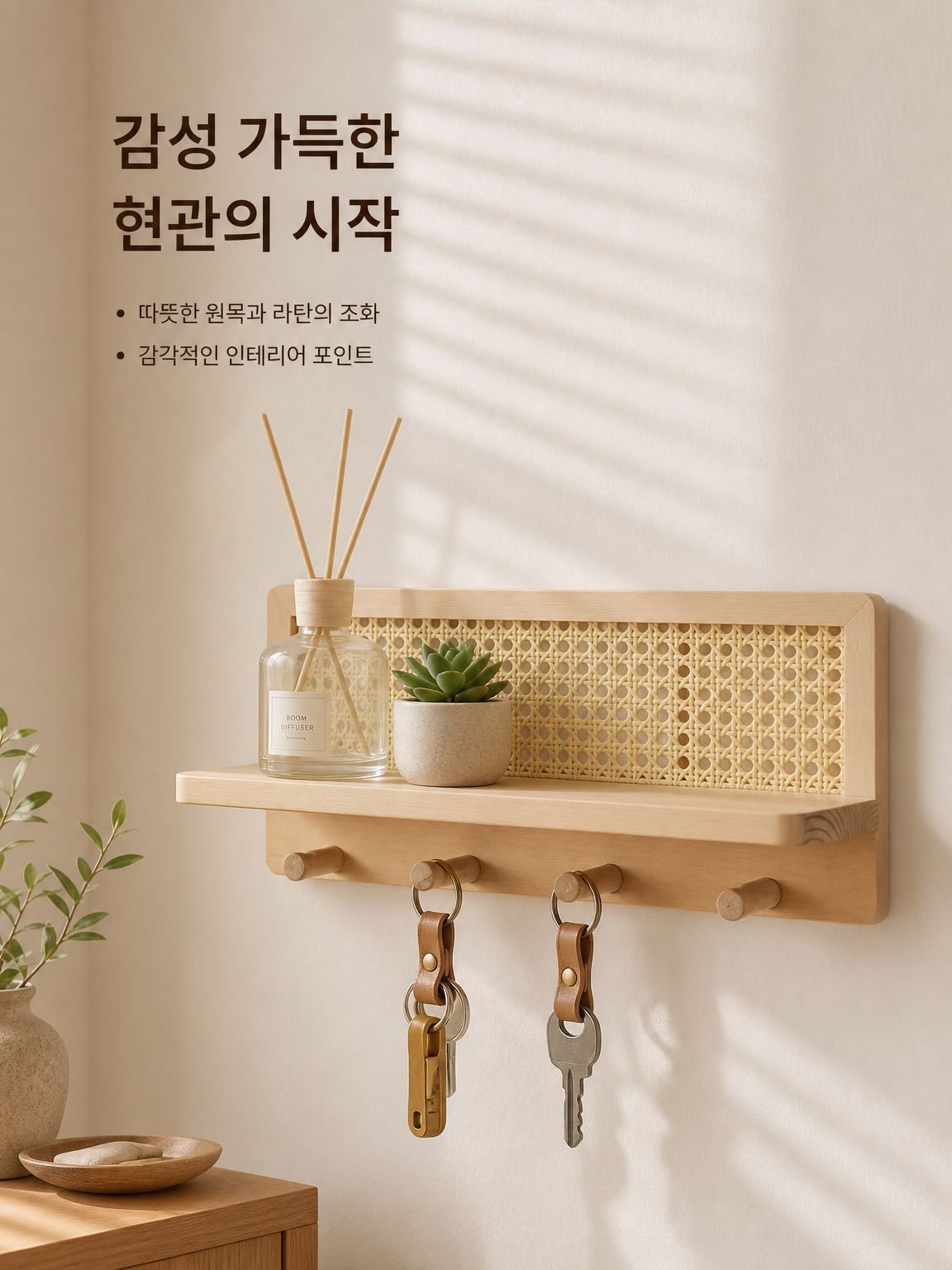현관 벽면 열쇠 보관 선반