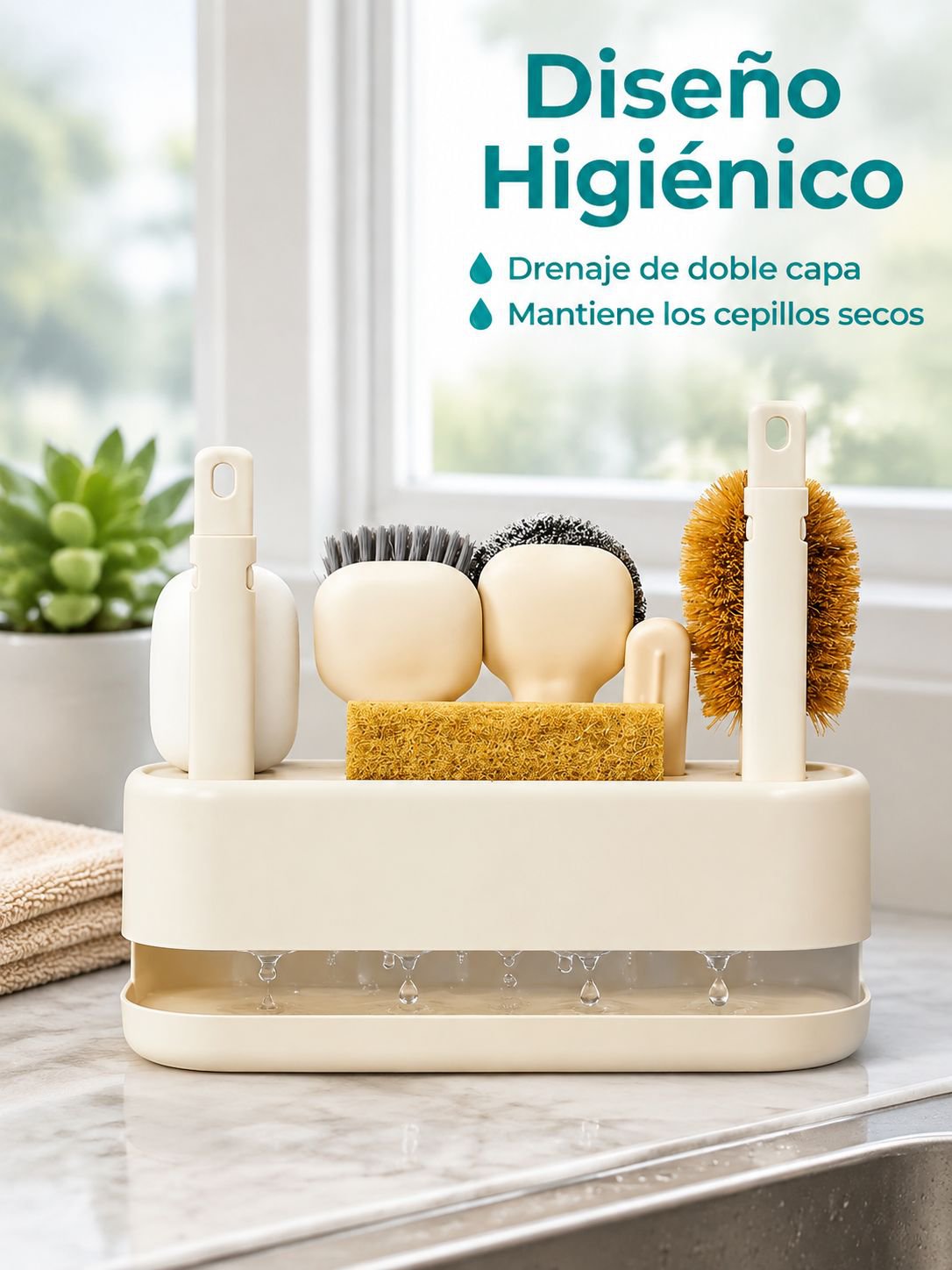 Kit de cepillos para limpieza y organización de cocina