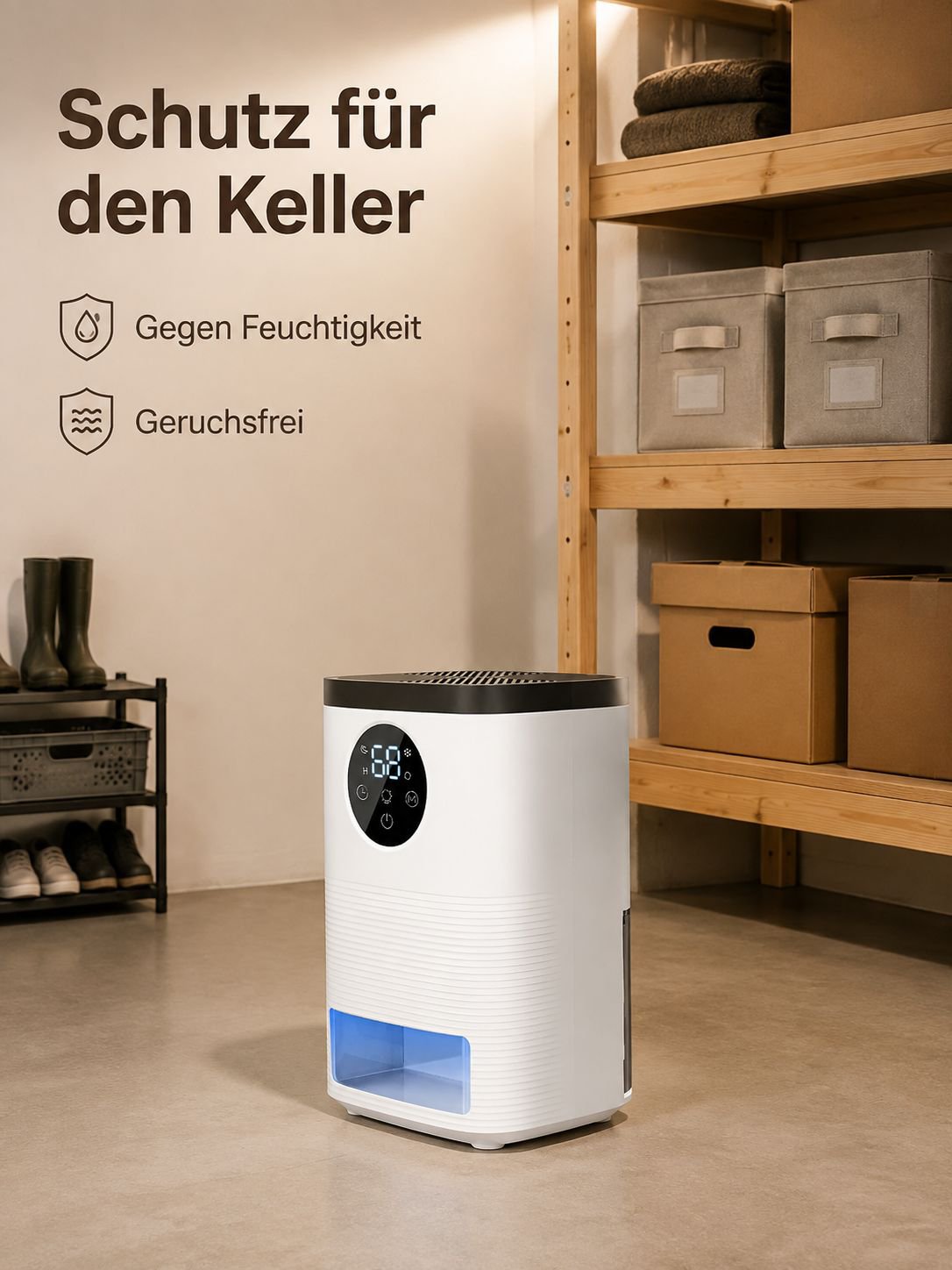 Kompakter Luftentfeuchter für Zuhause – ideal für Schlafzimmer & Keller