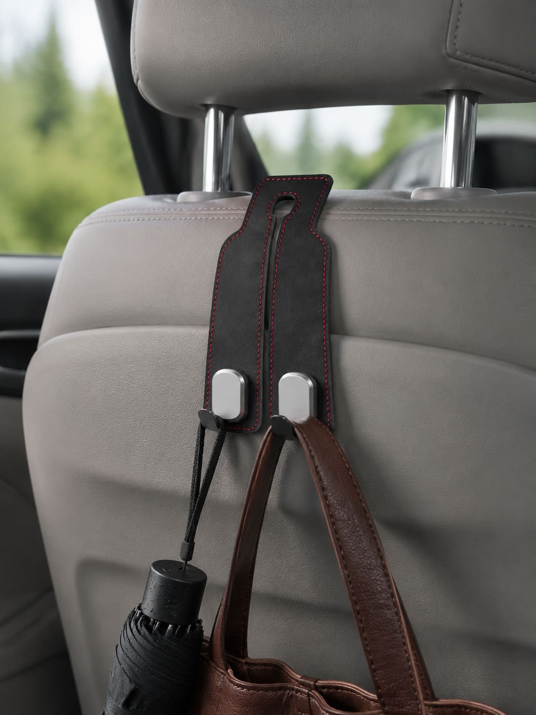 Seat back small hook installed on car headrest for convenient storage