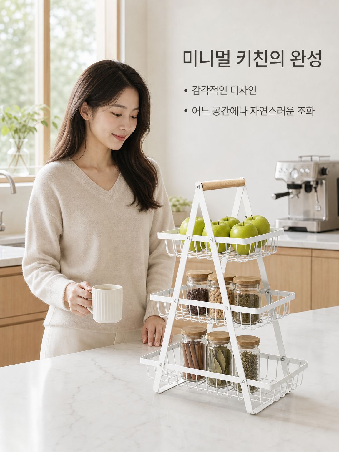 철제 바구니의 넉넉한 수납 공간