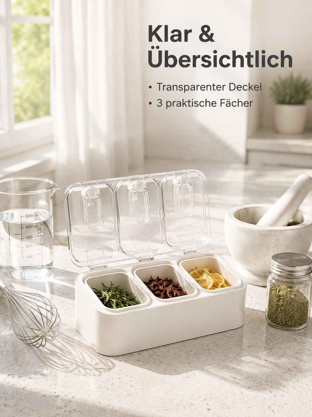 Multifunktionale Aufbewahrungsbox für Salz und Gewürze