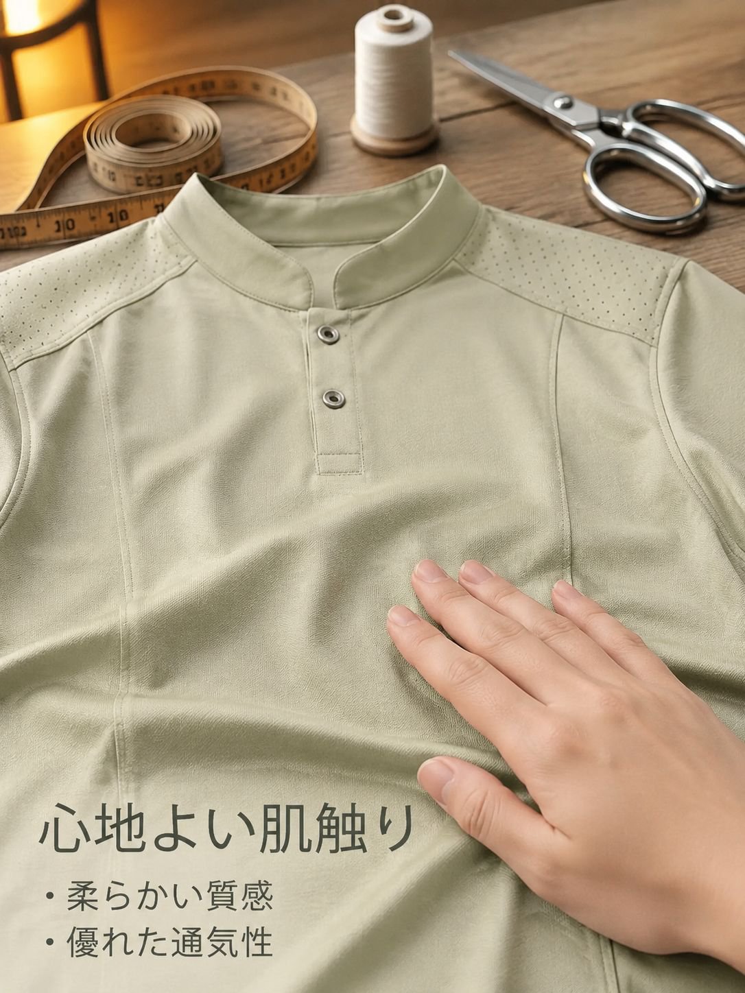 メンズファッショナブルなスタンドカラー半袖Tシャツ、シンプルで高級感