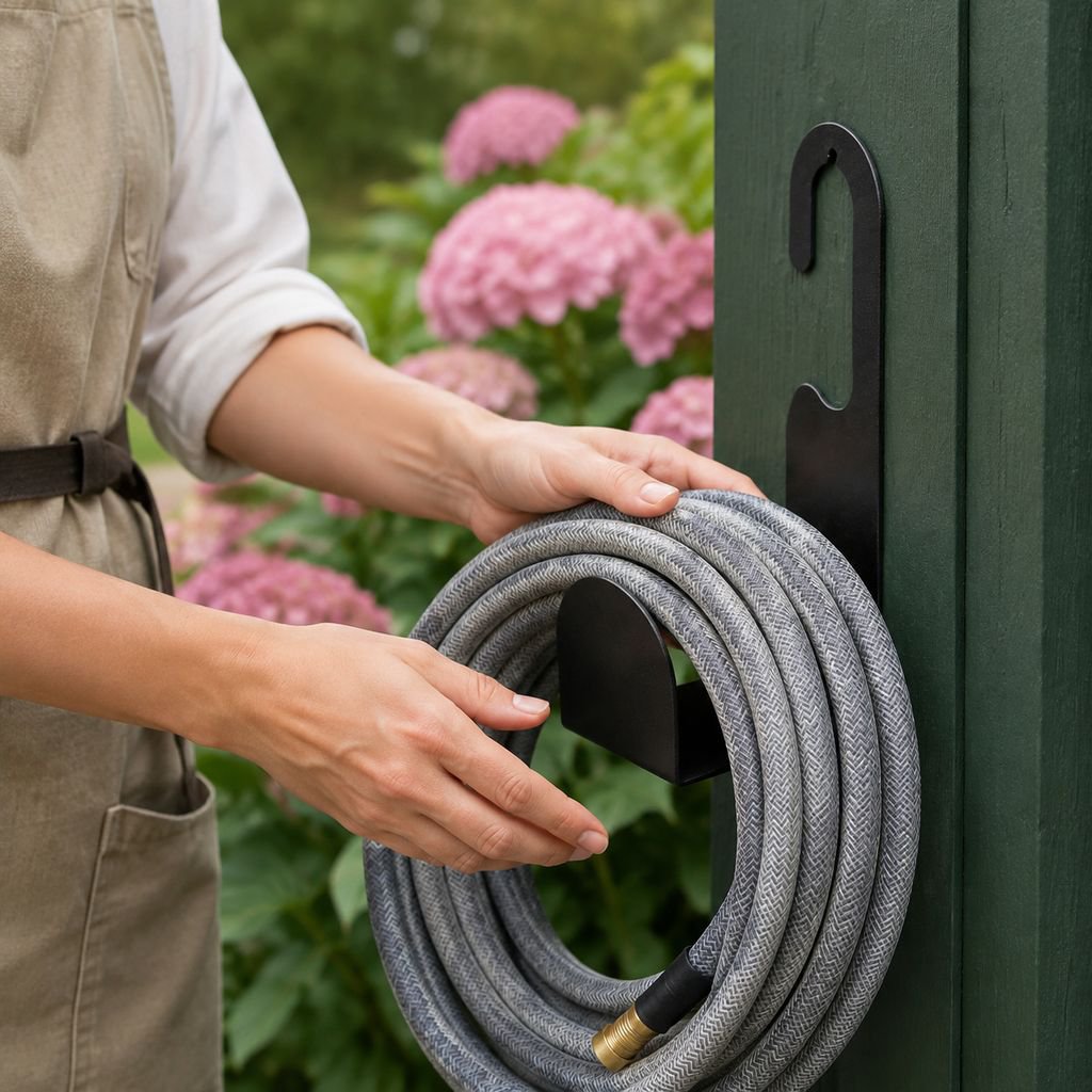 Porte-tuyau de jardin en acier inoxydable