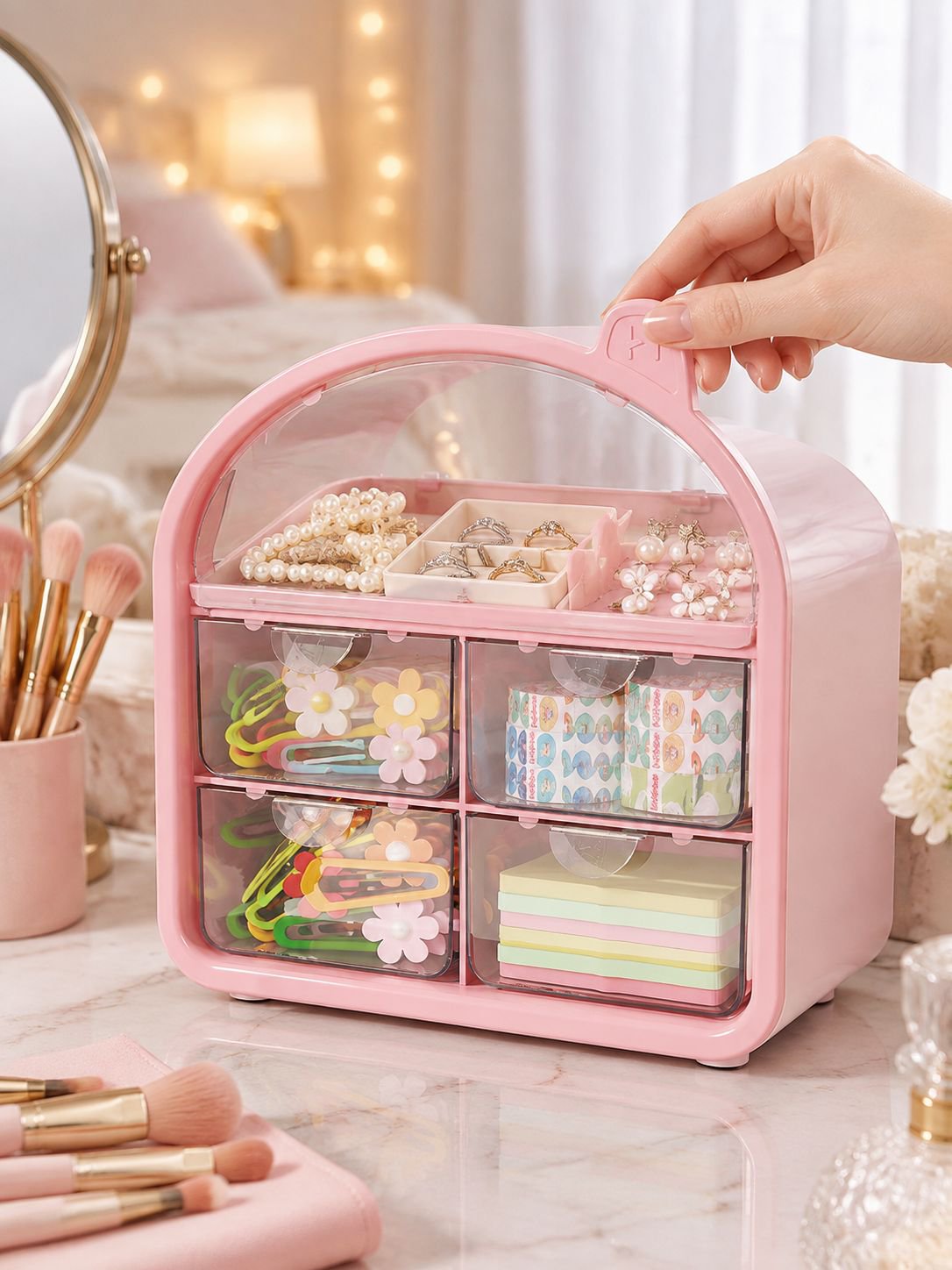 Spacious desktop organizer for office and study