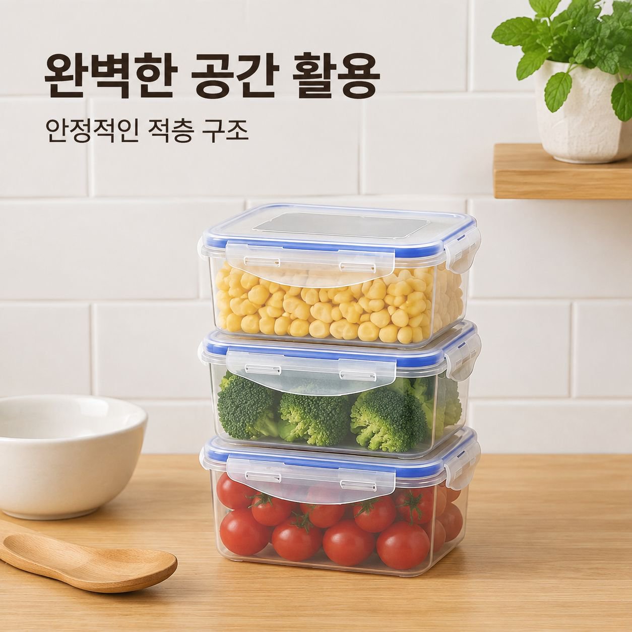 직사각 밀폐 버클 식품 보관함 냉장고 수납함