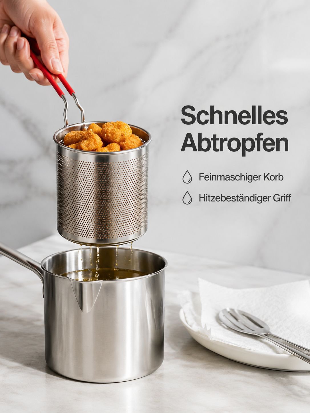 Multifunktionale Fritteuse aus Edelstahl