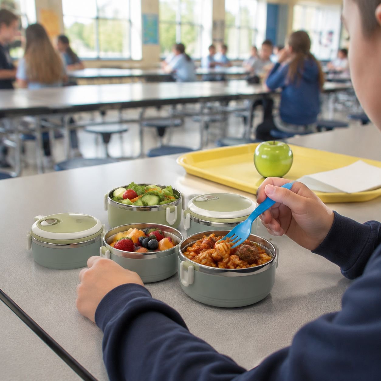 Healthy lunch packing with stainless steel bento box
