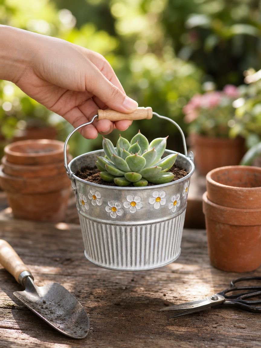 Dried flower tube tin bucket for garden use
