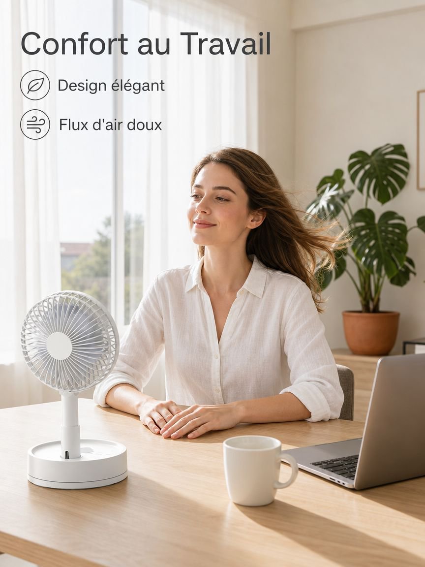Ventilateur de bureau portable USB silencieux avec minuterie