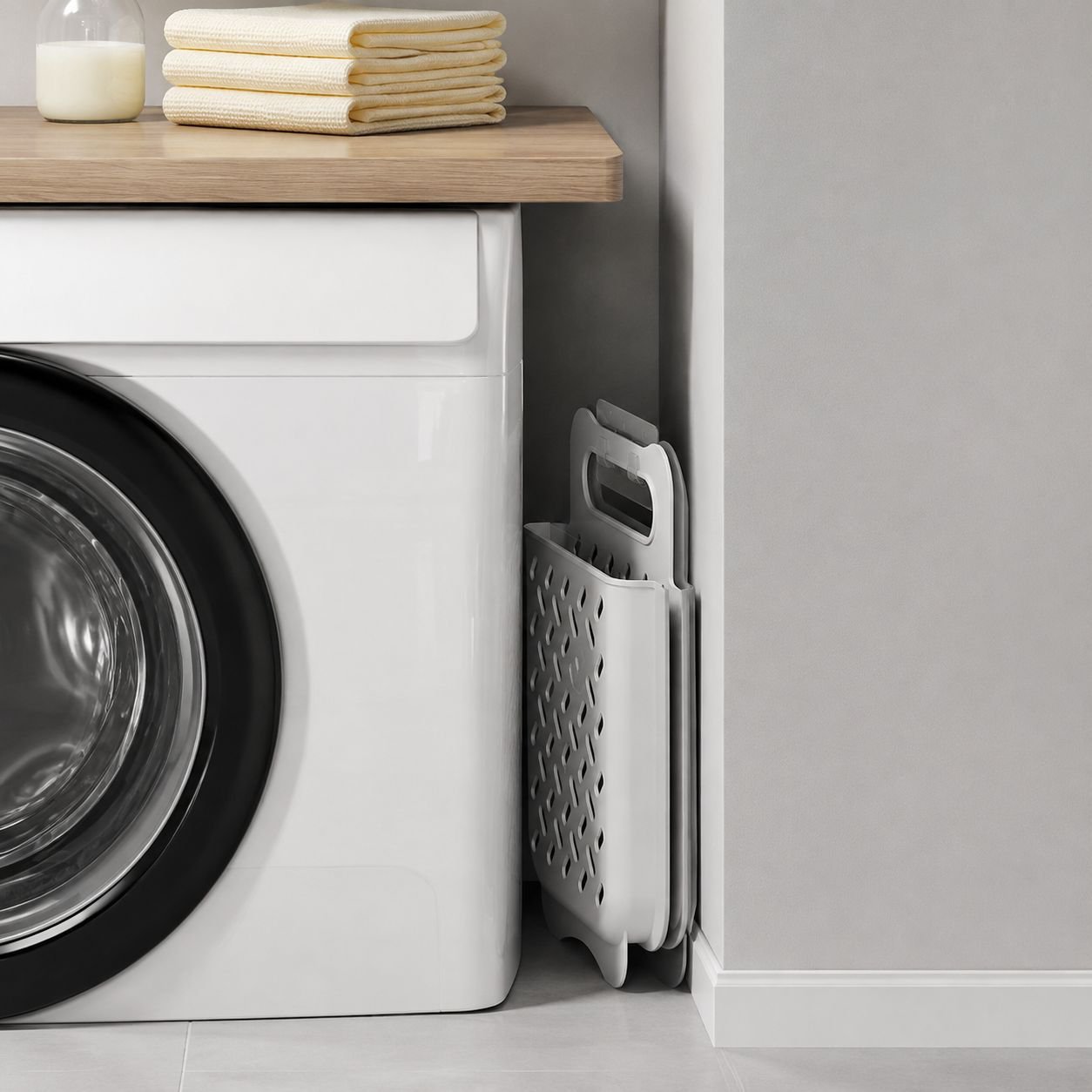 Cesta plegable de ropa sucia para balcón, cubo organizador de plástico