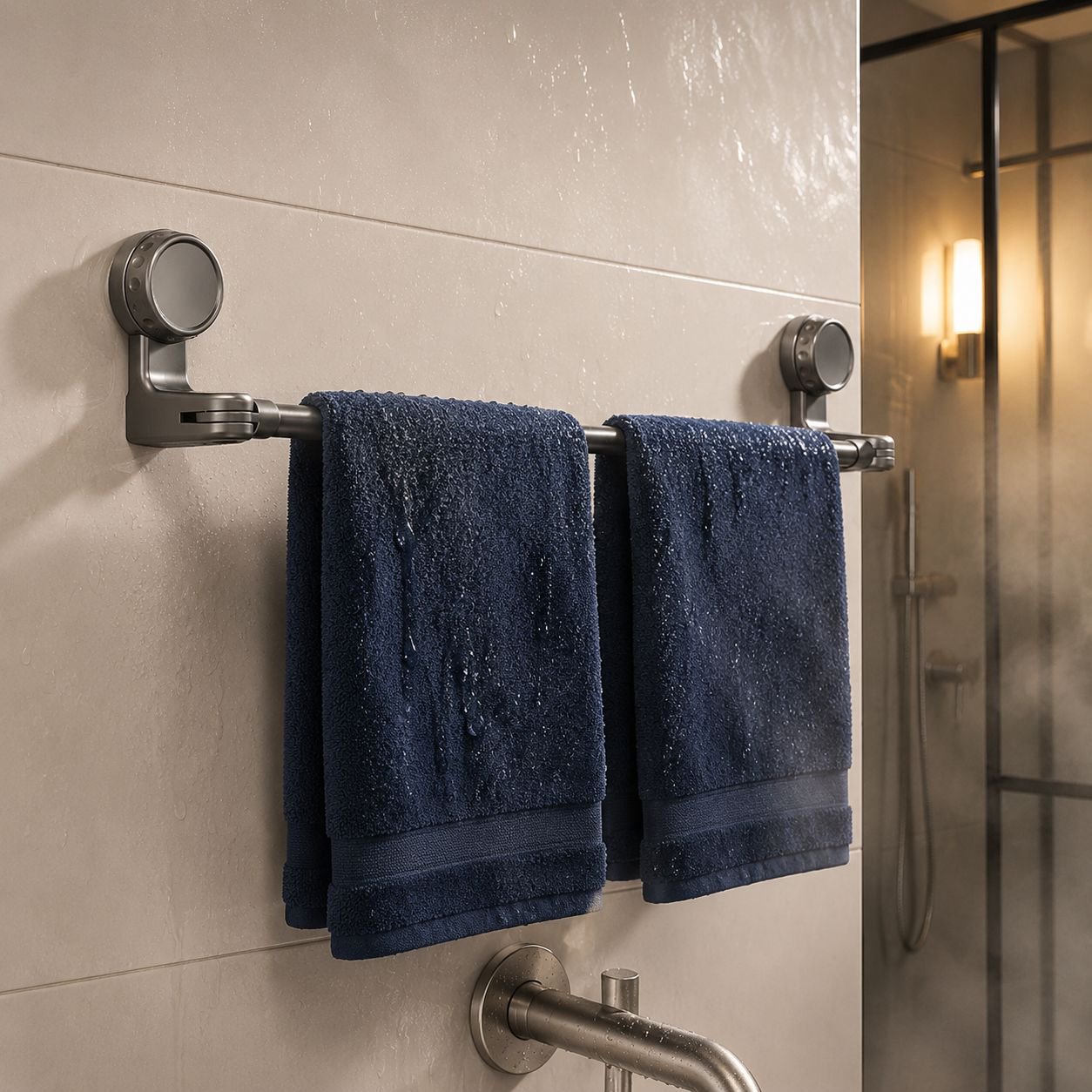 No-Drill Extendable Rotating Towel Holder with Suction Cup