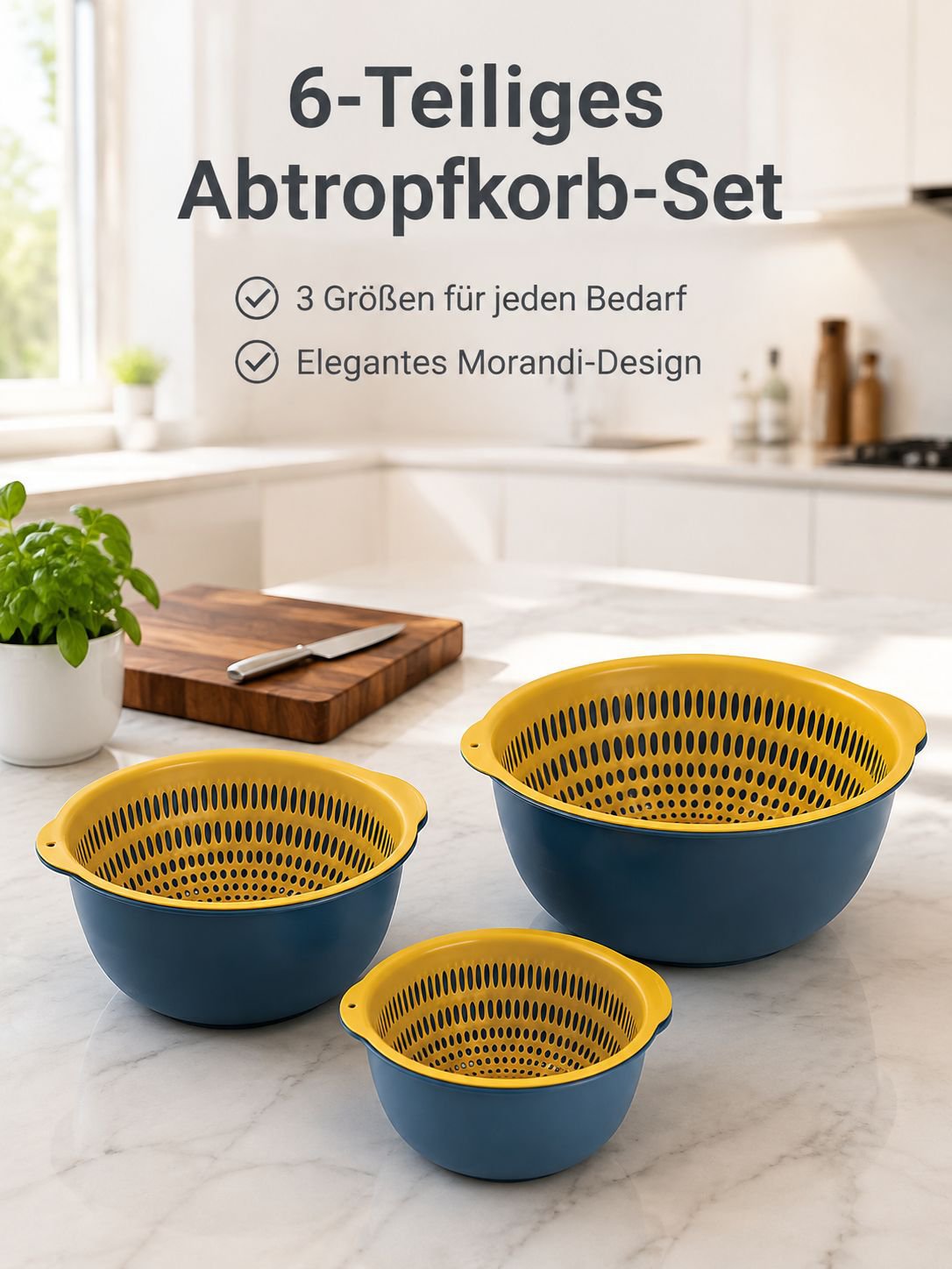 6-teiliges Abtropfkorb-Set für Obst und Gemüse