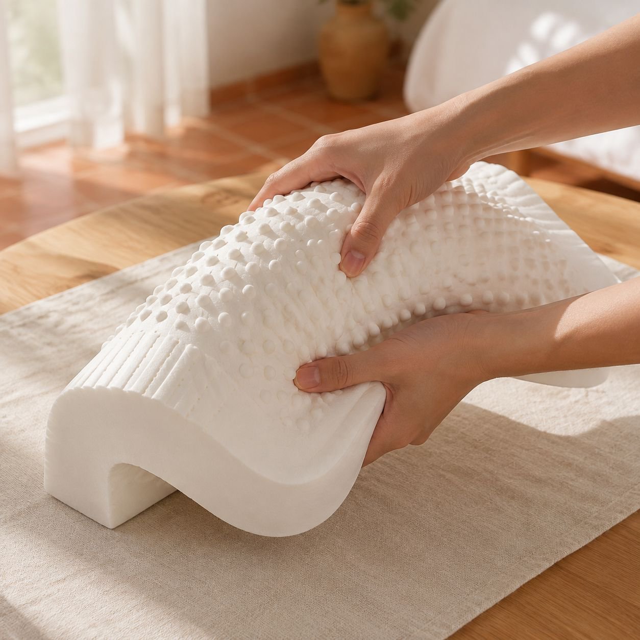 Almohada de látex natural antialérgica y transpirable