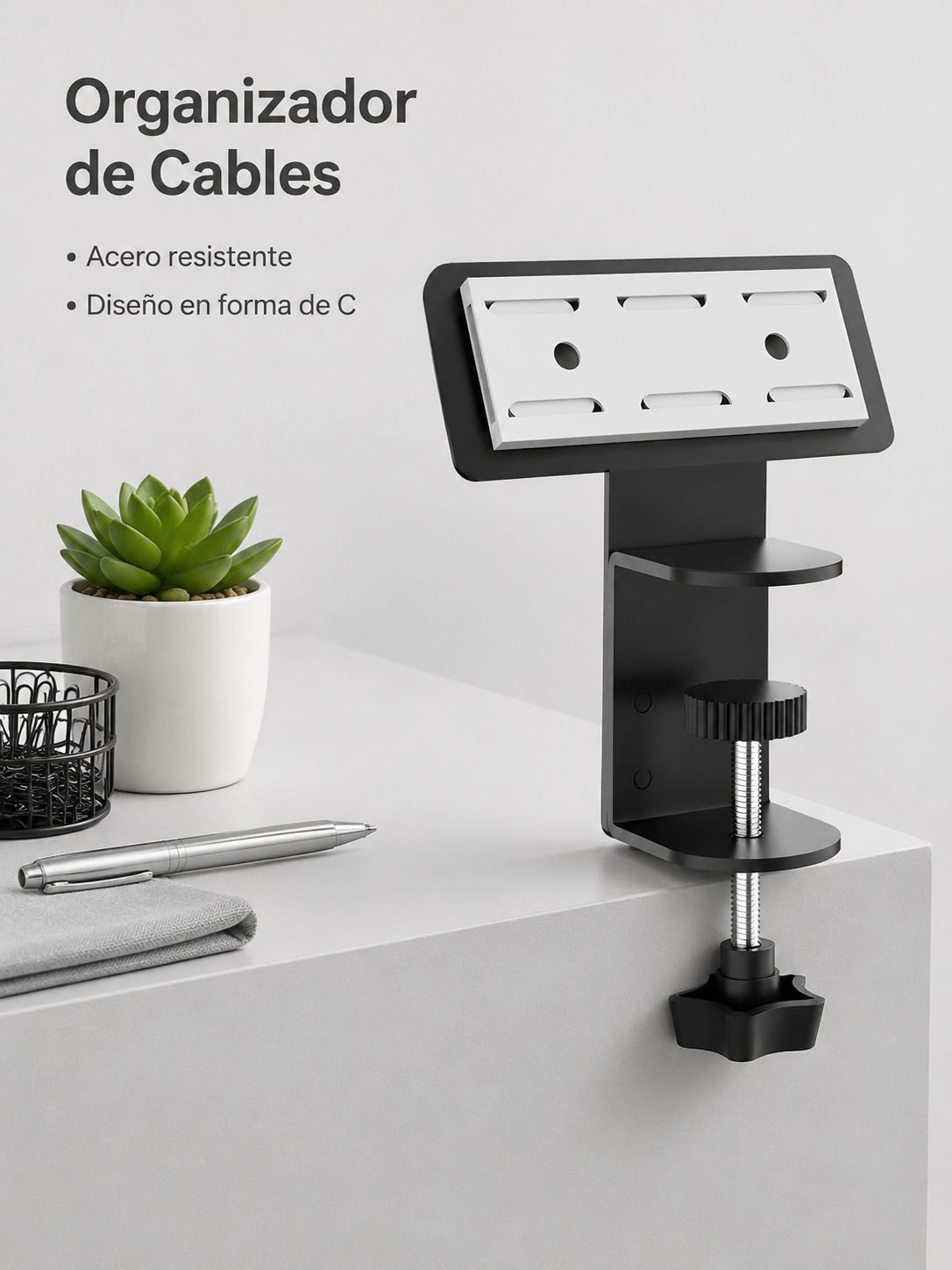 Estante de almacenamiento multifuncional bajo escritorio para gestión de cables