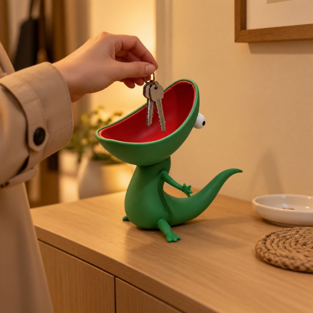3Dプリントのトカゲ型石鹸箱の正面写真