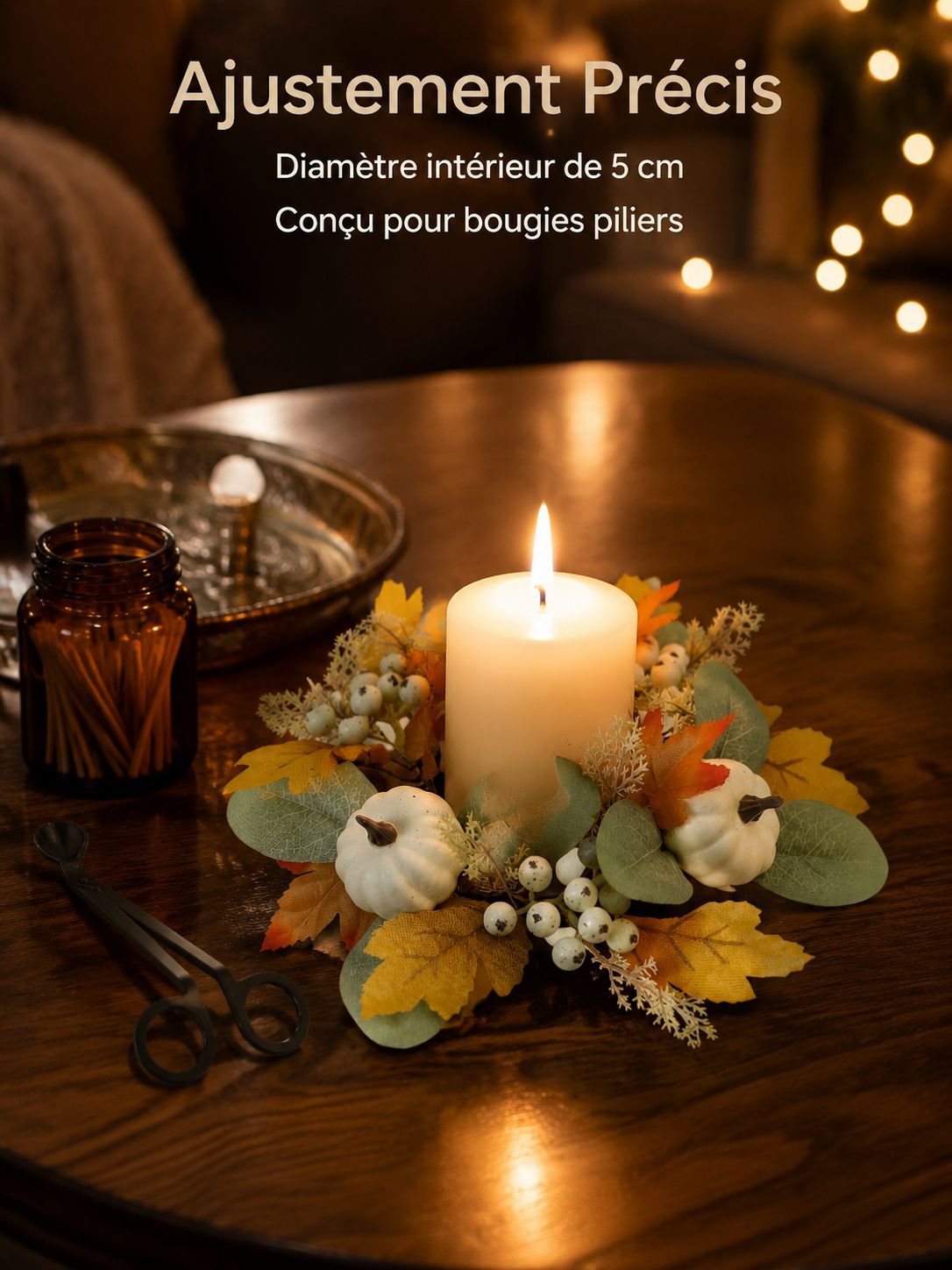 Artificial floral wreath with red berries and maple leaves, suitable for dining room and living room