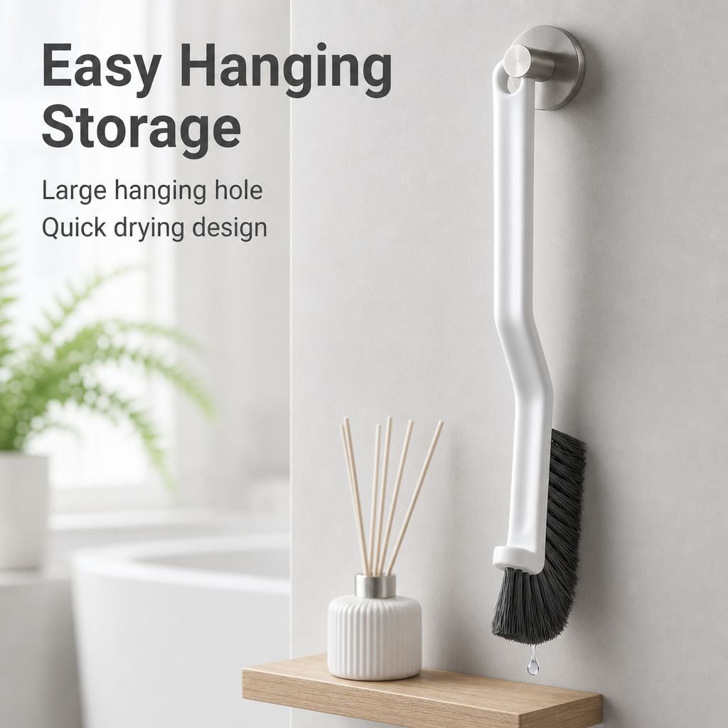 Bathroom and kitchen tile cleaning brush with hard bristles for thorough cleaning