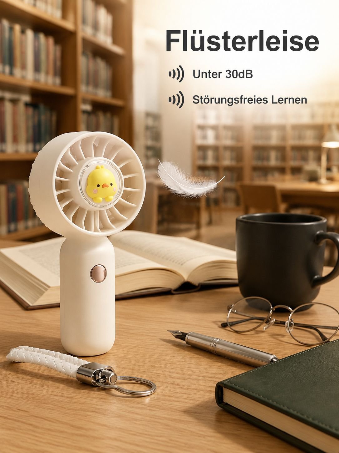 USB Handheld Mini Fan for Students, Pocket-Sized, Silent, Portable, Rechargeable