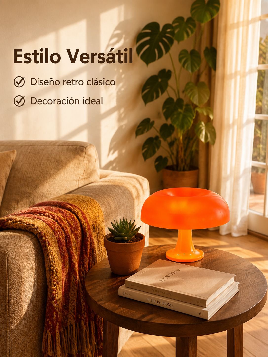 Lámpara de mesa retro de hongo