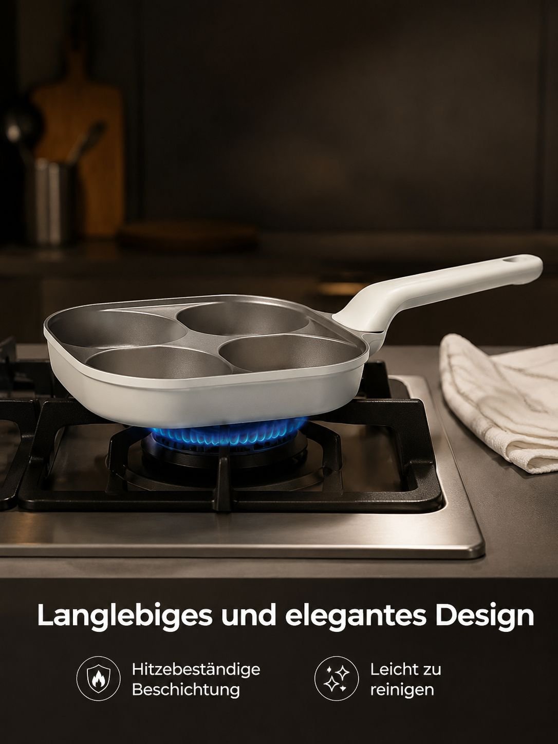 Detailansicht der Keramikbeschichtung in der Eierpfanne