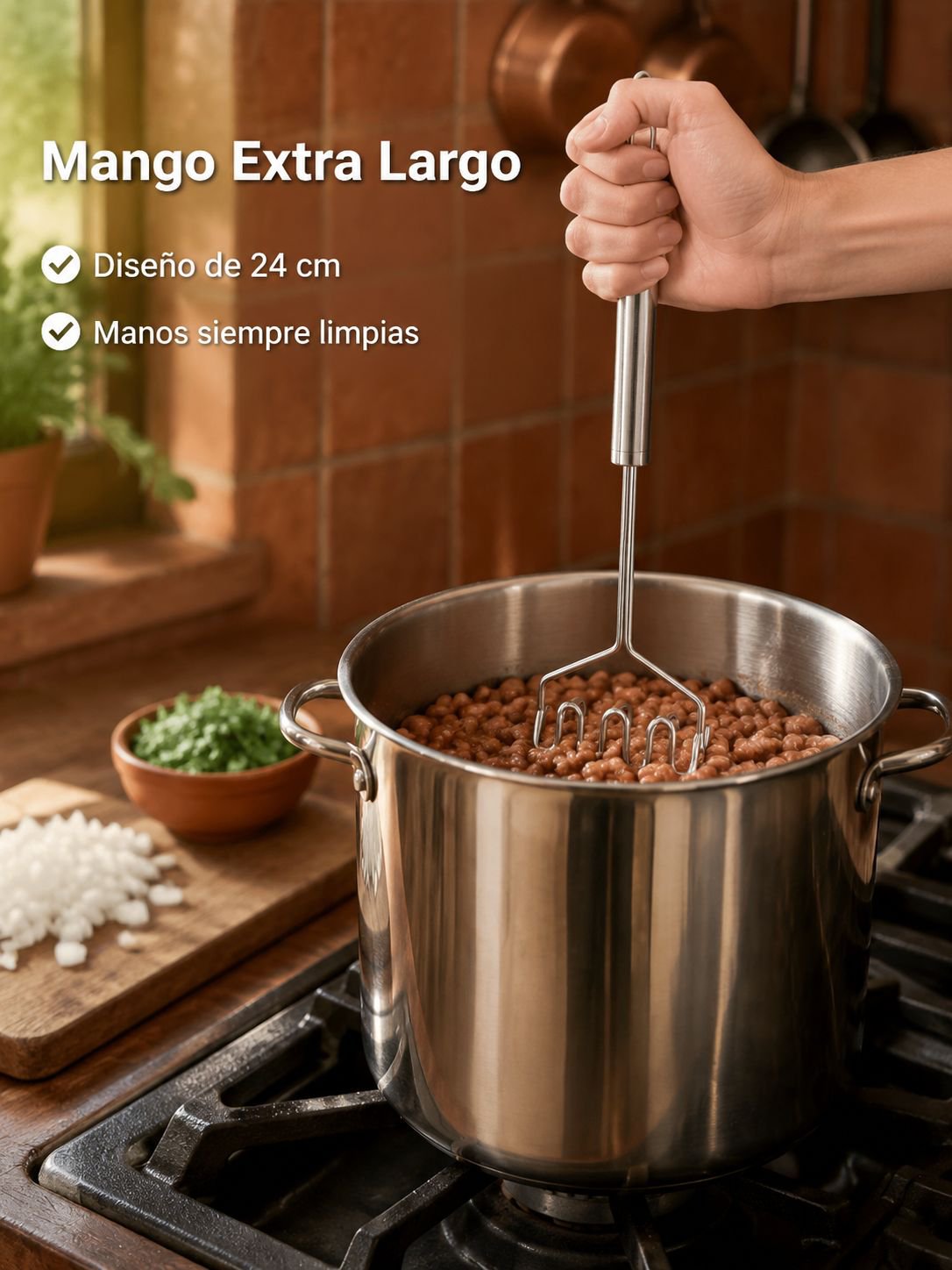 Prensa de acero inoxidable para puré de patatas