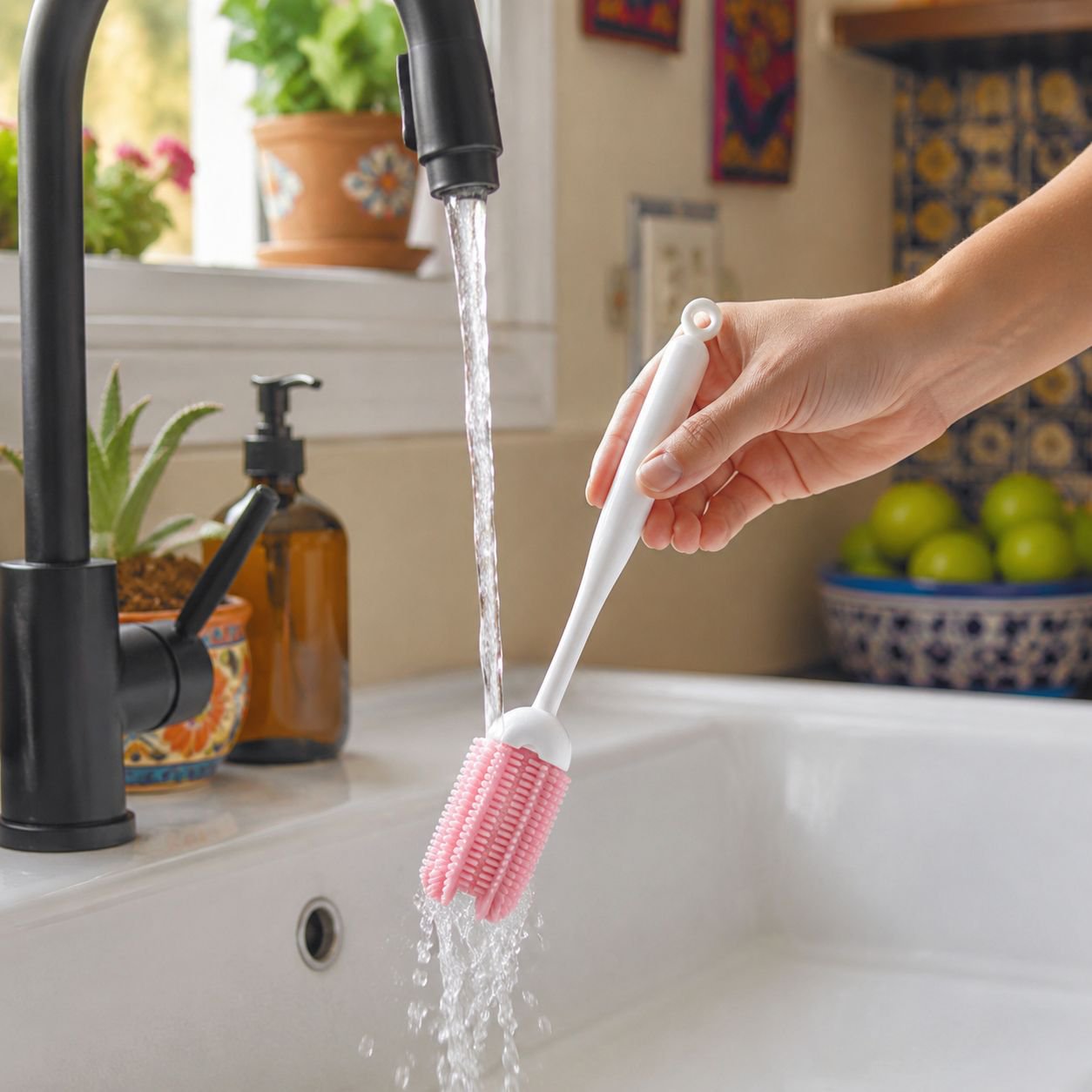 Cepillo multiusos de silicona para limpiar vasos