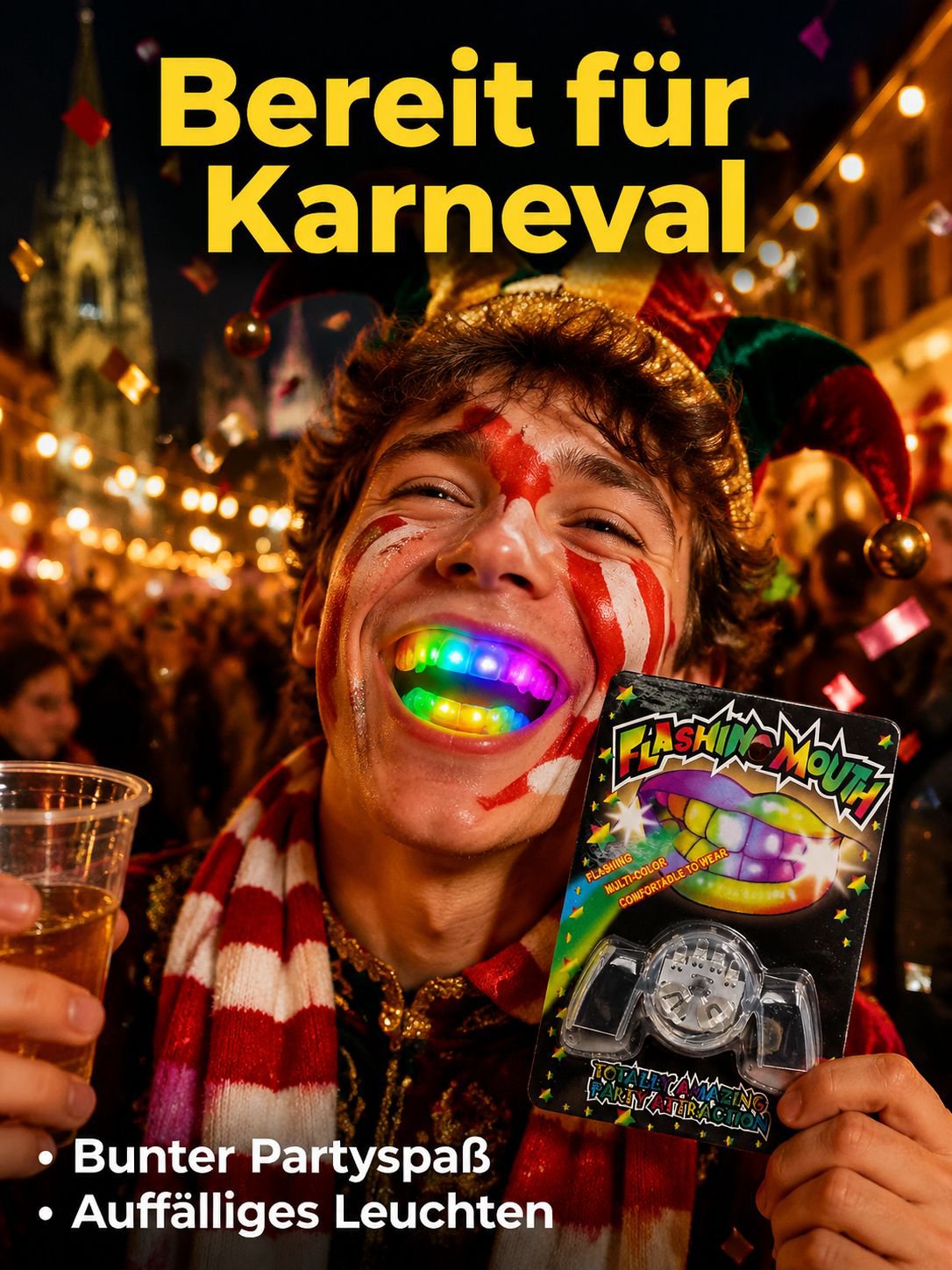 Party Gadget: LED Zahnspange für Erwachsene und Kinder