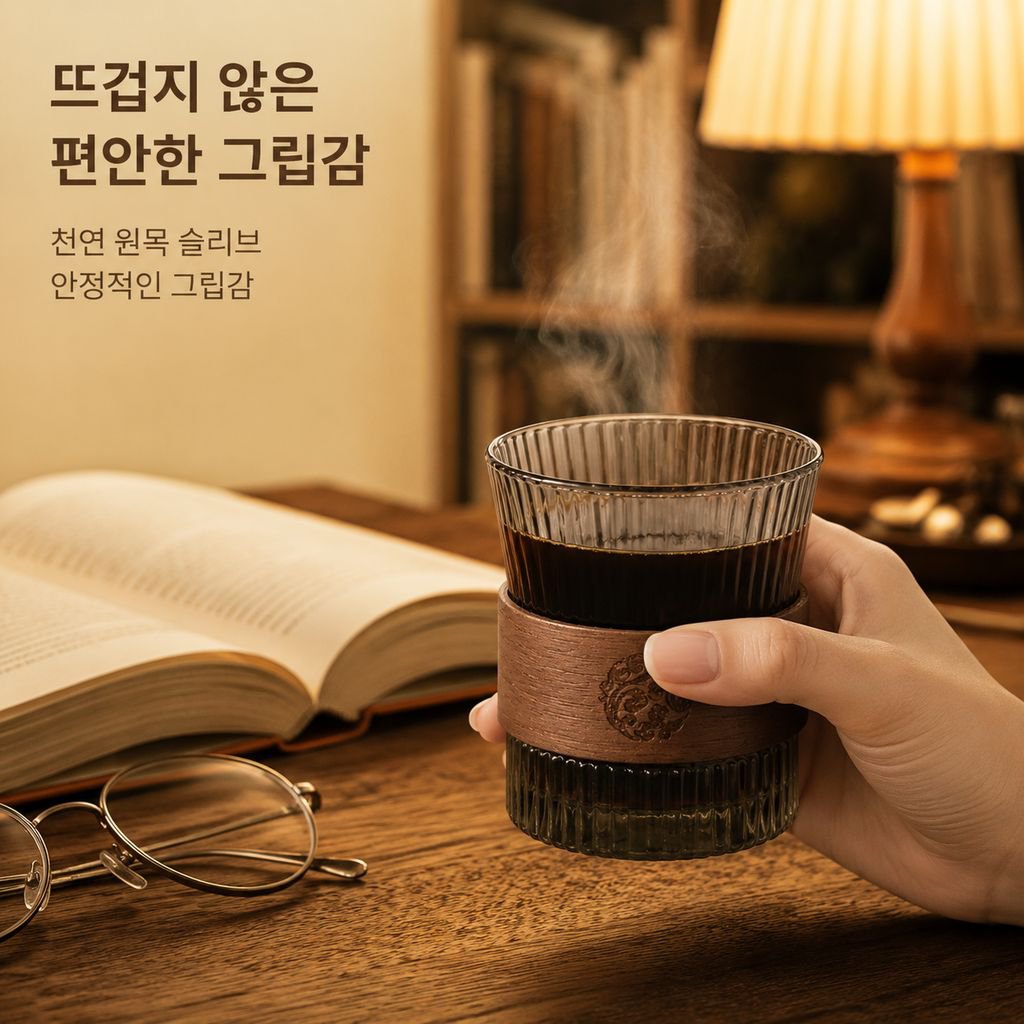 심플 일본식 고붕규산 세로줄 찻잔