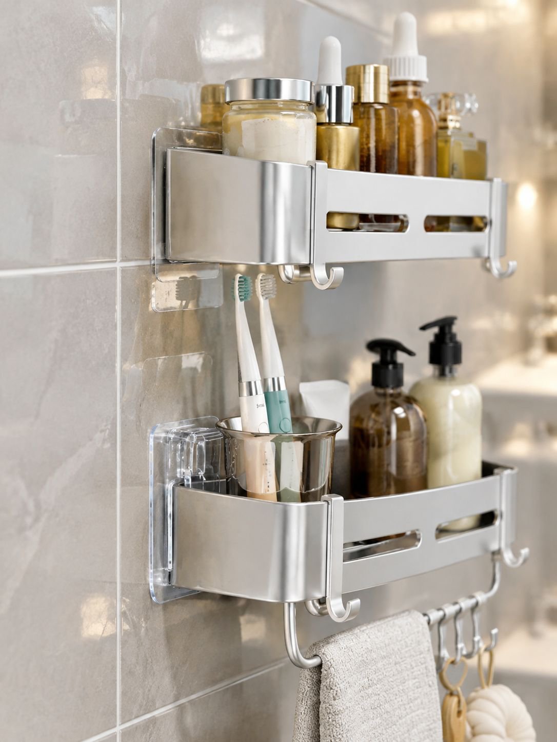 2-Tier Wall-Mounted Shower Organizer