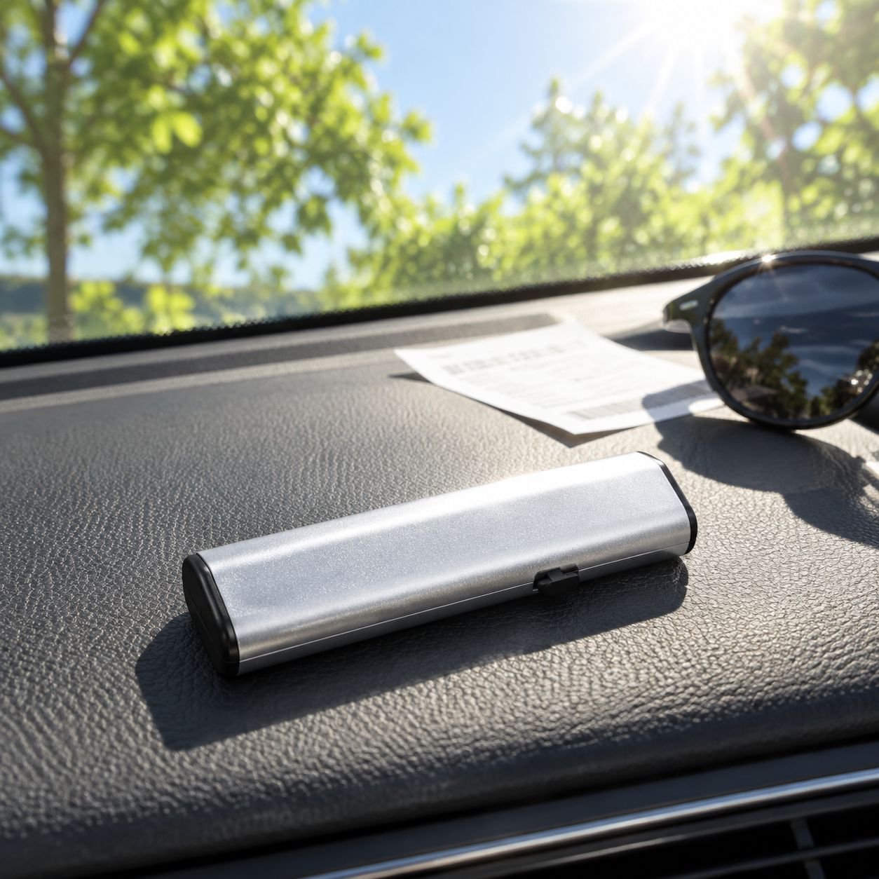Interior cleaning tool removing dust from car vents