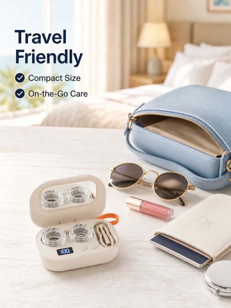 High-Frequency Sonic Automatic Contact Lens Cleaner Portable Case