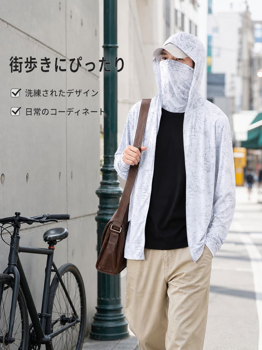 薄手で通気性に優れたUVカット機能付き日焼け防止服