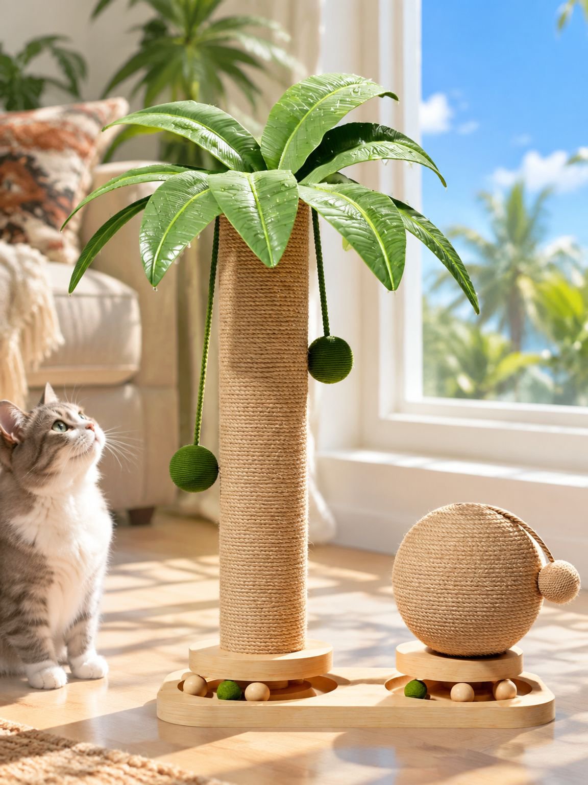 Rascador resistente para gatos en forma de palmera