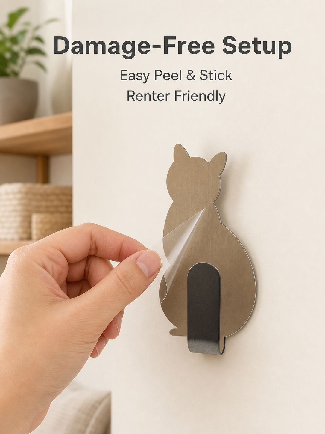 304 Stainless Steel Cat Hook Set, Strong Wall No-Trace Hooks