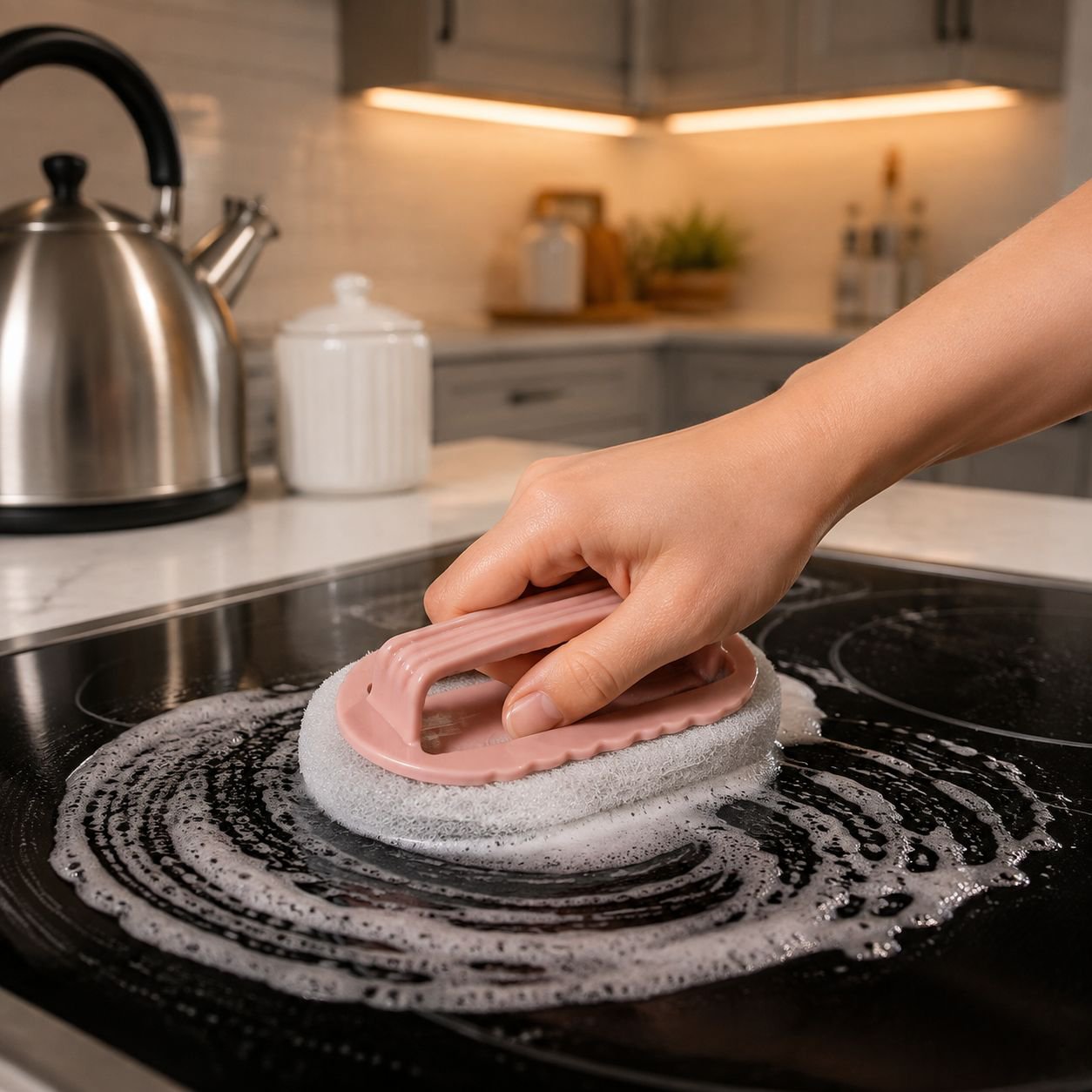 Bow Handle Scouring Pad Brush for Bathtub Kitchen Tile Cleaning