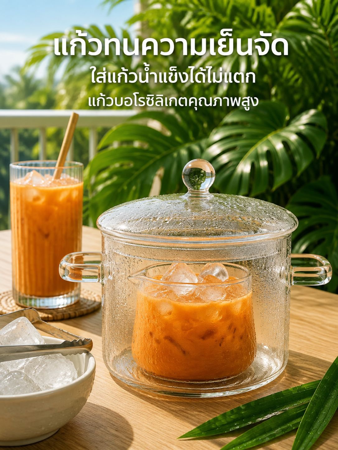 กาน้ำชาแก้วลายดอกไม้สวยงาม ทนทาน ไม่ซึม ใช้งานได้ดี