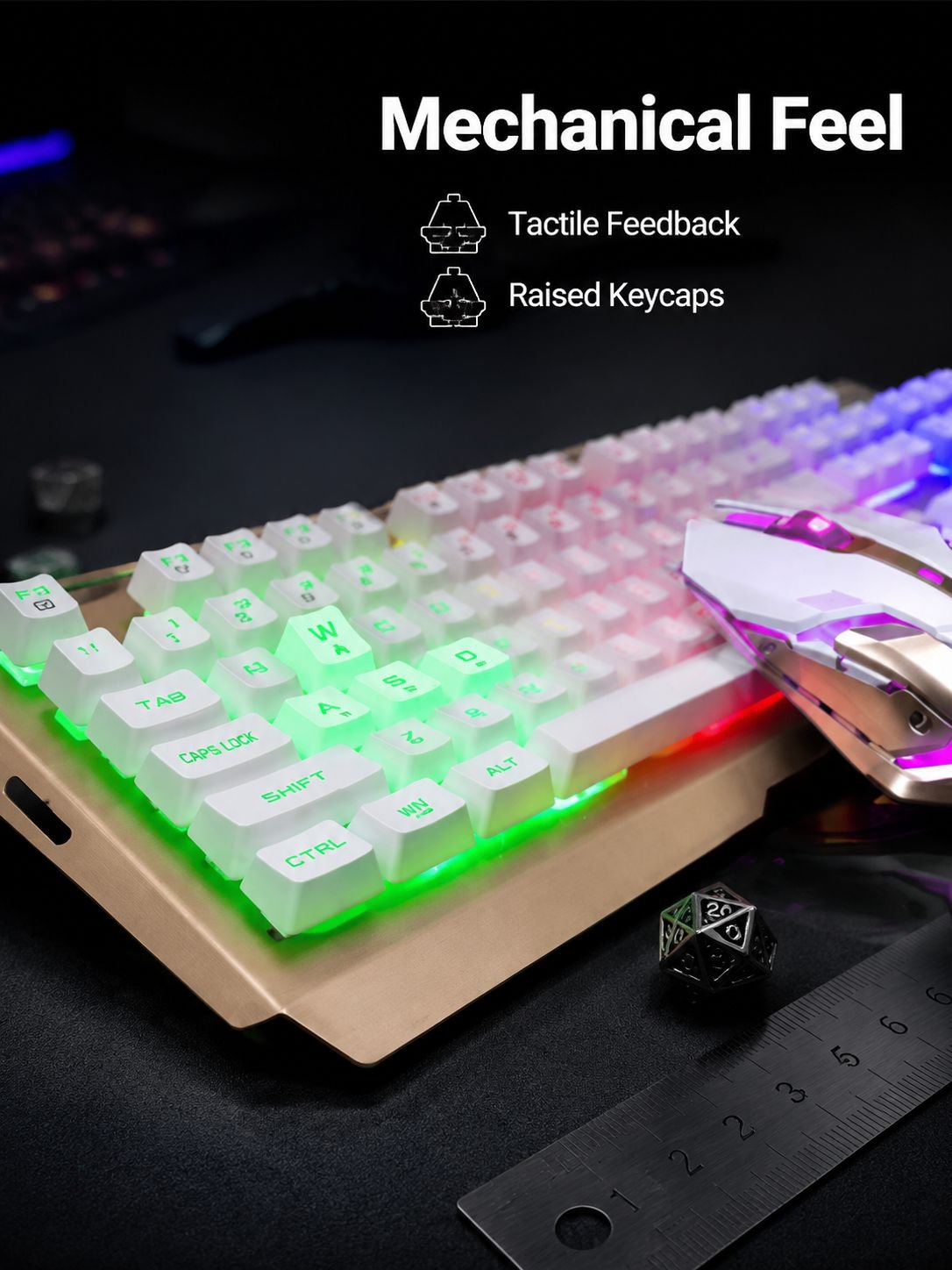 Wired Mechanical Feel Keyboard and Mouse Set  for Desktop and Laptop Gaming