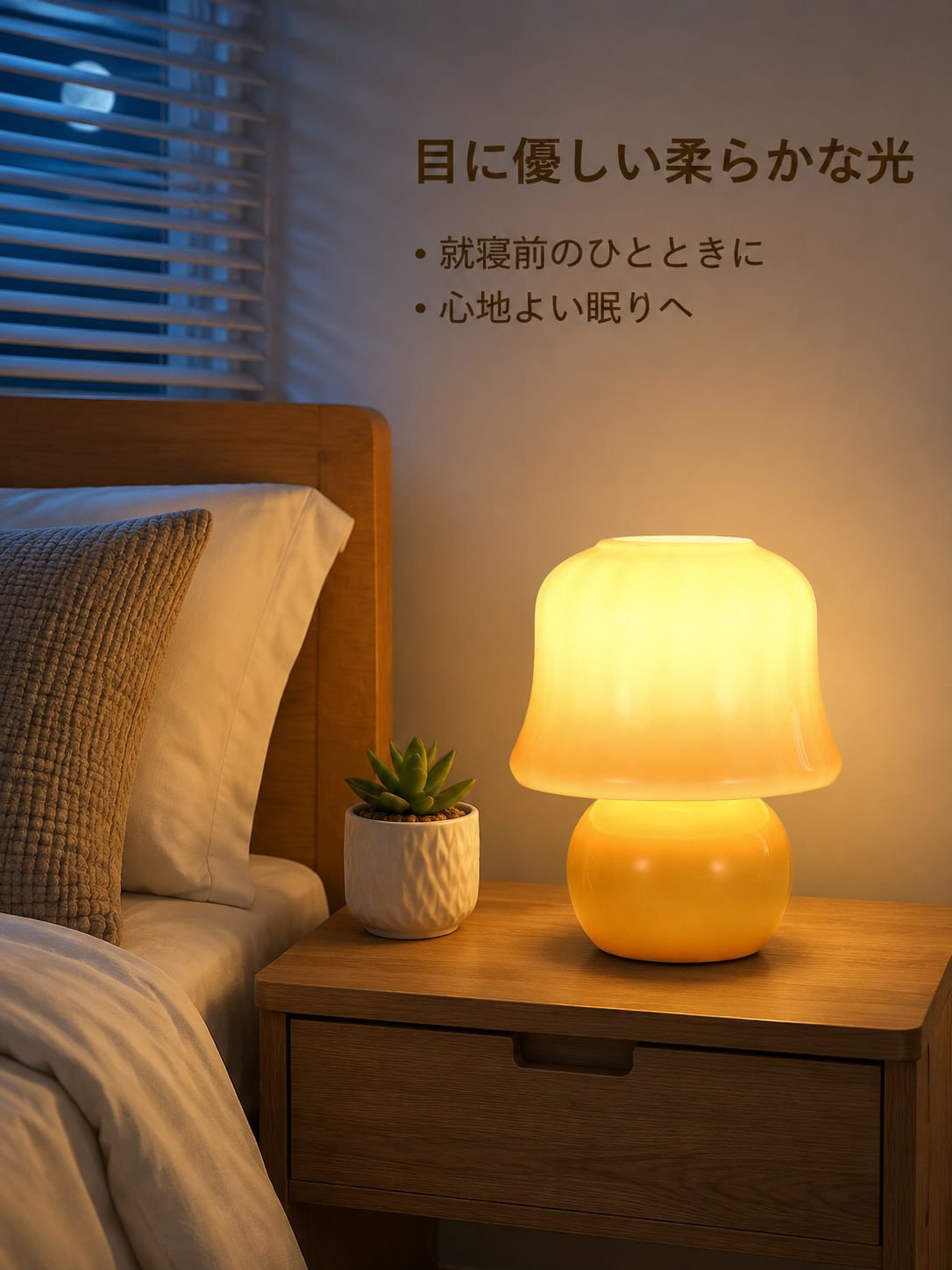 キノコ型のベッドサイドランプ