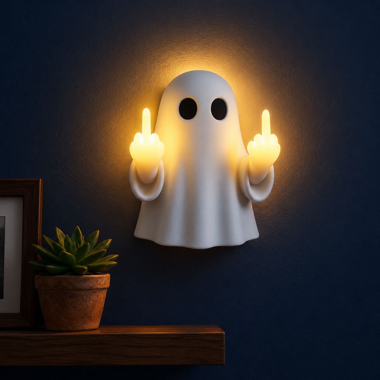 Funny Ghost Middle Finger Wall-mounted Night Light
