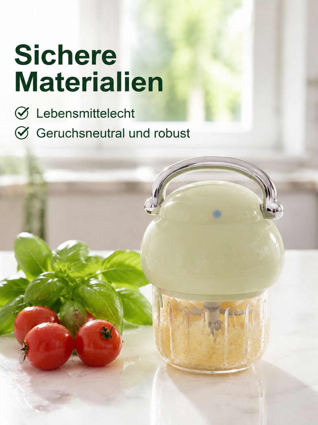 Knoblauchpresse mit verschiedenen Aufsätzen für vielseitigen Einsatz