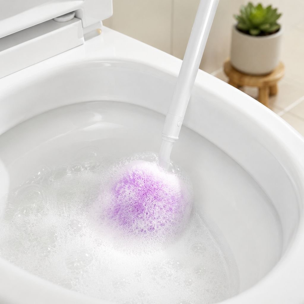 Close-up of soft bristles on JMY toilet brush