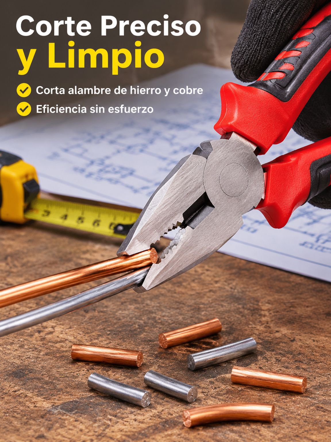Alicates eléctricos para cortar y sujetar cables