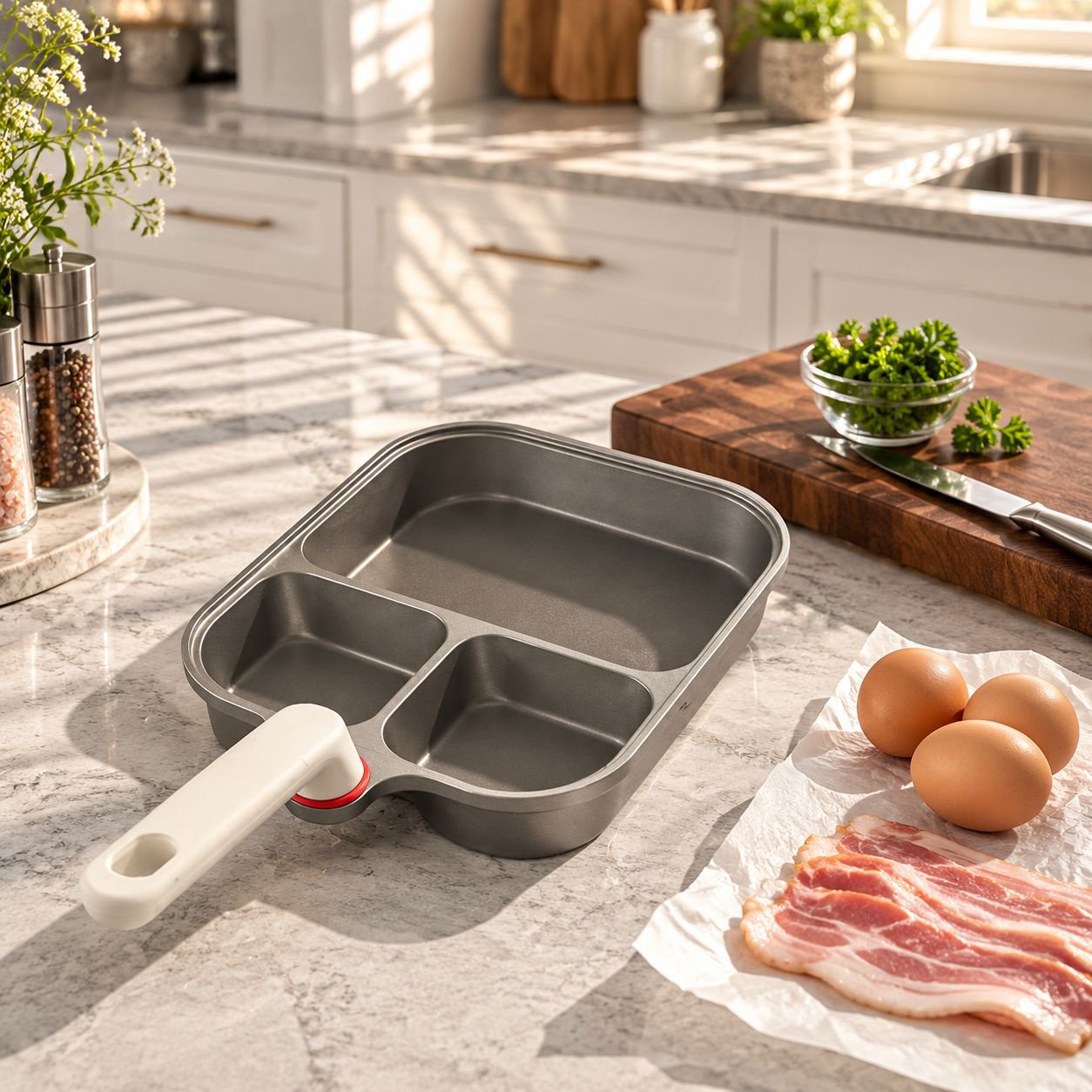 Titanium three-in-one frying pan breakfast pan non-stick pan fried egg hamburger non-stick thickened