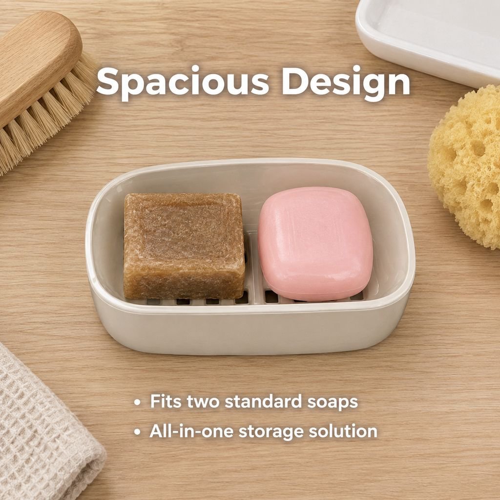 Bathroom soap dish organizer for sink and shower storage