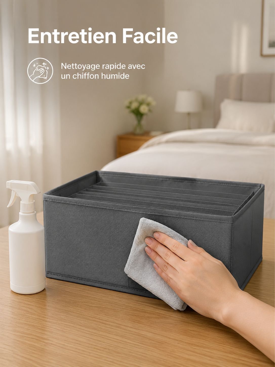 Rangement compartimenté pour une organisation parfaite des accessoires.