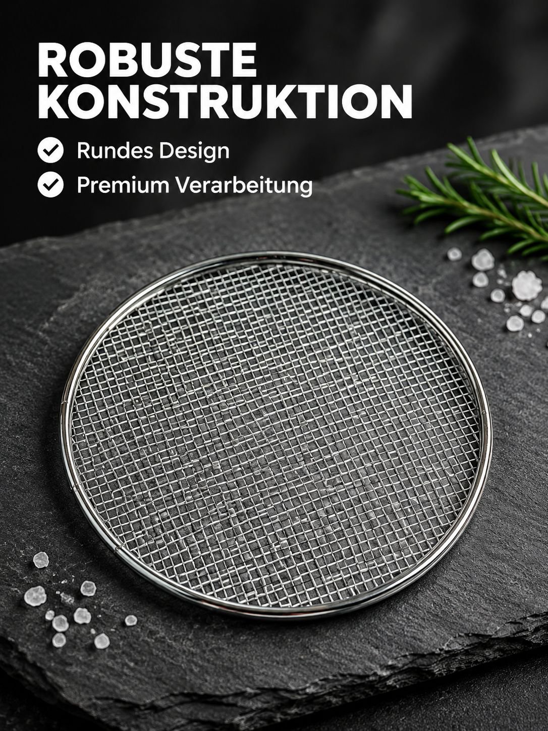 Robuster runder Grillrost aus Edelstahl (Typ 304) für die Teezubereitung am Lagerfeuer