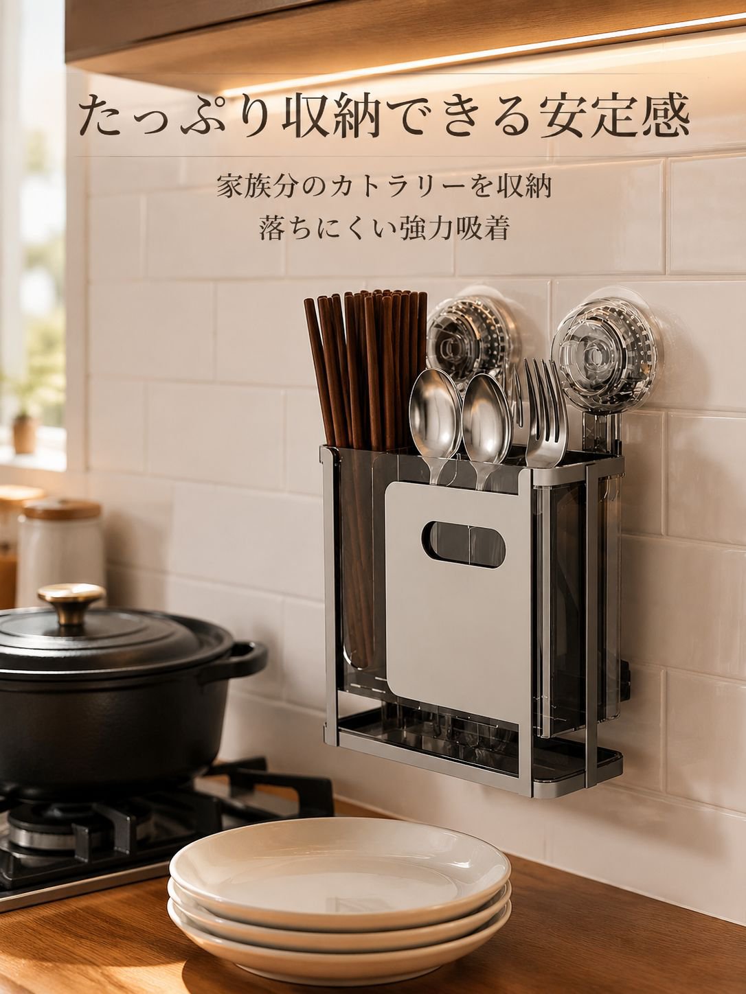 壁掛け式無穴箸かご