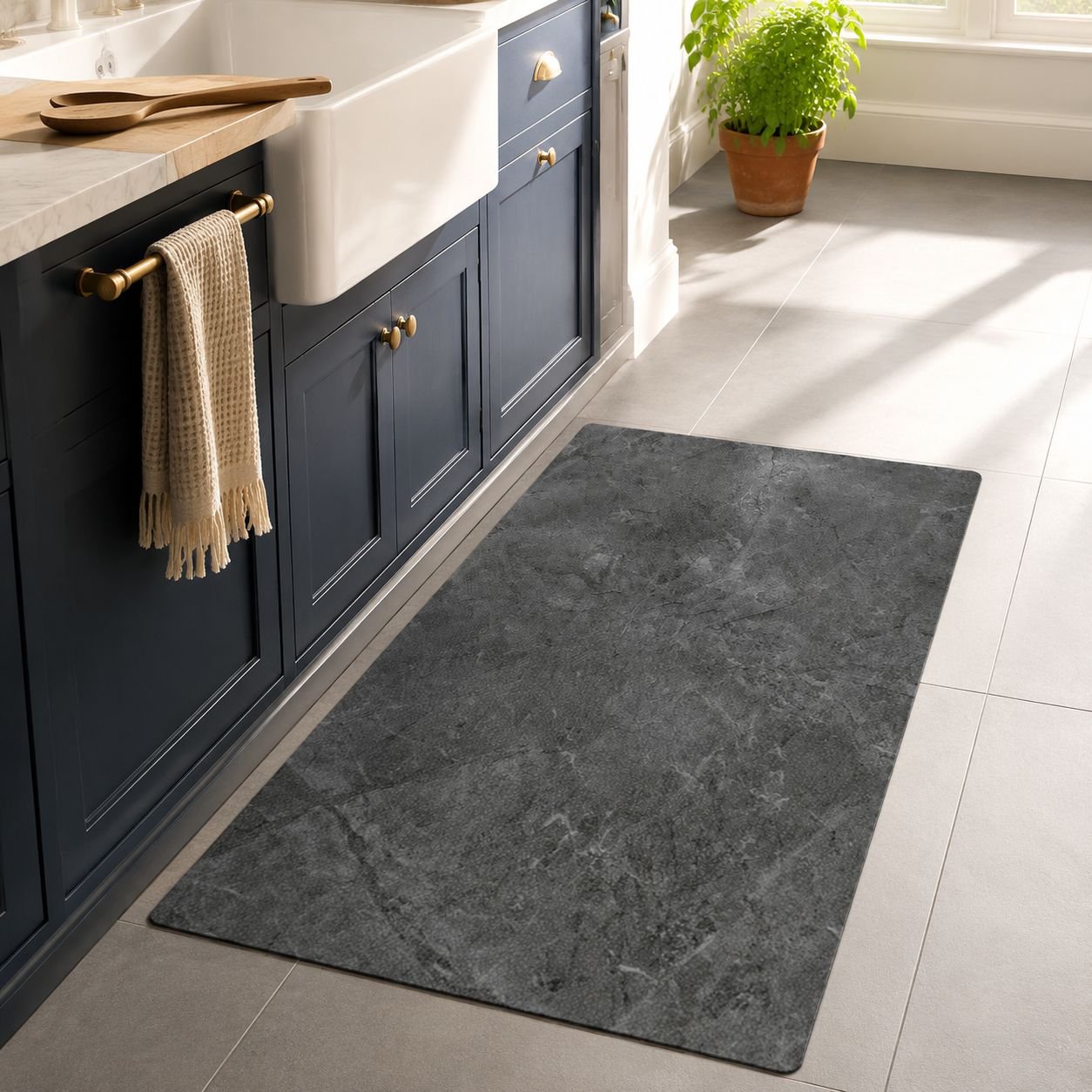 Oil and Stain Resistant Diatomaceous Earth Kitchen Rug